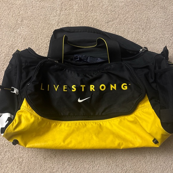 Nike Black and Yellow LIVESTRONG Duffel Bag